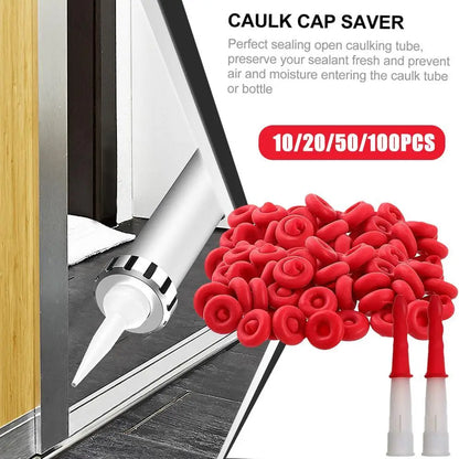 10-100PCS Red Caulk Saving Caps – Glass Glue Tip Protective Cover for Caulking Gun Nozzles