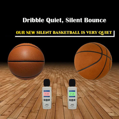 Silent Indoor Basketball – Airless Foam Dribbling Ball, Size 7/6/5 with Grooved Quiet Training Design