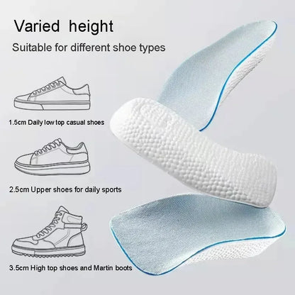 Arch Support Height Increase Insoles — Orthopedic Breathable Memory Foam Half Pads with 7-Point Lift for Flat Feet Support