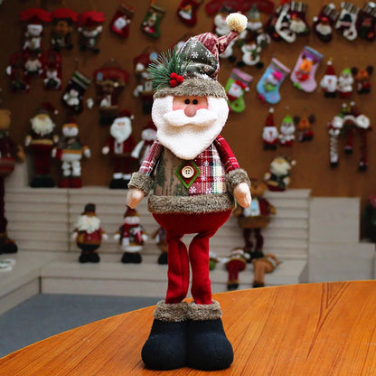 3PCS Christmas Decorative Dolls – Reindeer, Snowman & Santa Claus Standing Ornaments for Merry Christmas and New Year Celebration