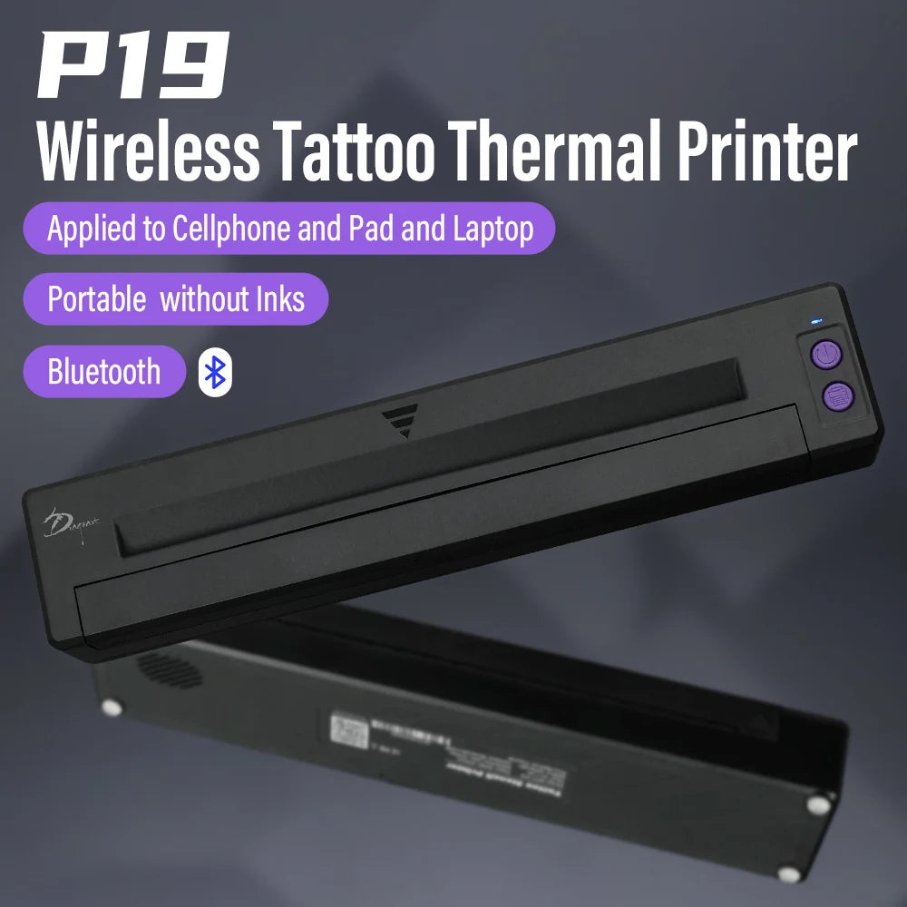 P19 Tattoo Transfer Wireless Stencil Printer – Automatic Fast Printing Portable Device for Small Businesses