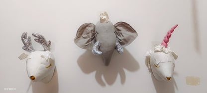 Handmade 3D Felt Animal Heads — Elephant & Swan Wall Hanging Decor for Nursery & Kids’ Bedroom
