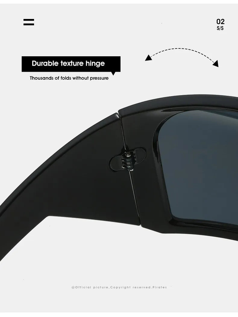 2025 Oversized Punk Shield Sunglasses – Luxury Steampunk Big Frame UV400 Sport Goggles for Women & Men