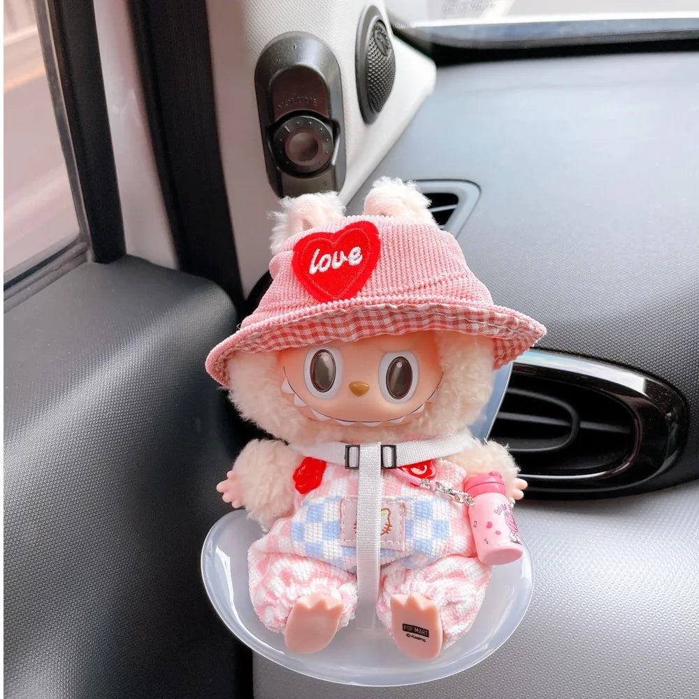New 15-17cm Labubu Doll Safety Seat – Cute Doll Air Outlet Aromatherapy Decoration for Car Interior