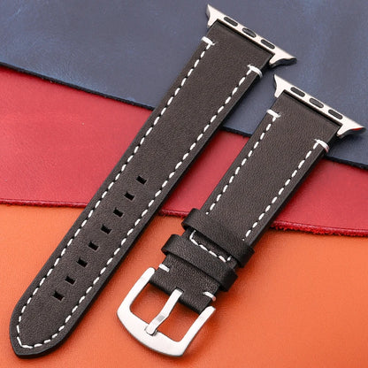 Genuine Leather Apple Watch Strap – Compatible with Series 7, 6, 5, 4, SE (40mm–49mm) for Men & Women