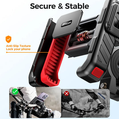 Joyroom 2024 Universal Bike & Motorcycle Phone Holder – One-Hand Operation Shockproof Mount for 4.7-7" Phones