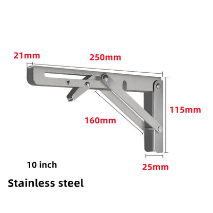 2pcs Heavy Duty Stainless Steel Folding Shelf Brackets | Collapsible Wall-Mounted L-Table Hinges for Bench & Table with Screws