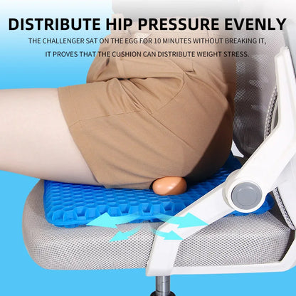 Gel Seat Cushion - Breathable Honeycomb Cooling Support for Office Chairs, Cars & Wheelchairs