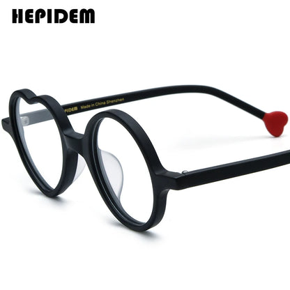 FONEX HEPIDEM Acetate Eyeglass Frames - Retro Round Vintage Eyewear for Men & Women