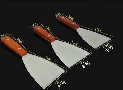 Multi-Purpose Stainless Steel Shovel Spatula with Wooden Rubber Handle - BBQ, Pizza, Steak, Pastry, and More!