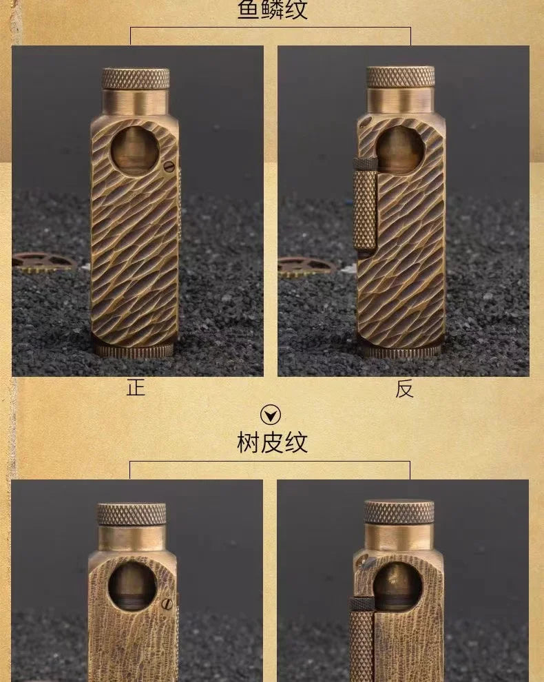 Handmade Brass Carved Trench Kerosene Lighter – Vintage Flamidor Gasoline Lighter, Heavy Men's Smoking Gift Collection