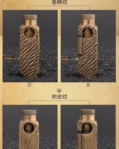 Handmade Brass Carved Trench Kerosene Lighter – Vintage Flamidor Gasoline Lighter, Heavy Men's Smoking Gift Collection