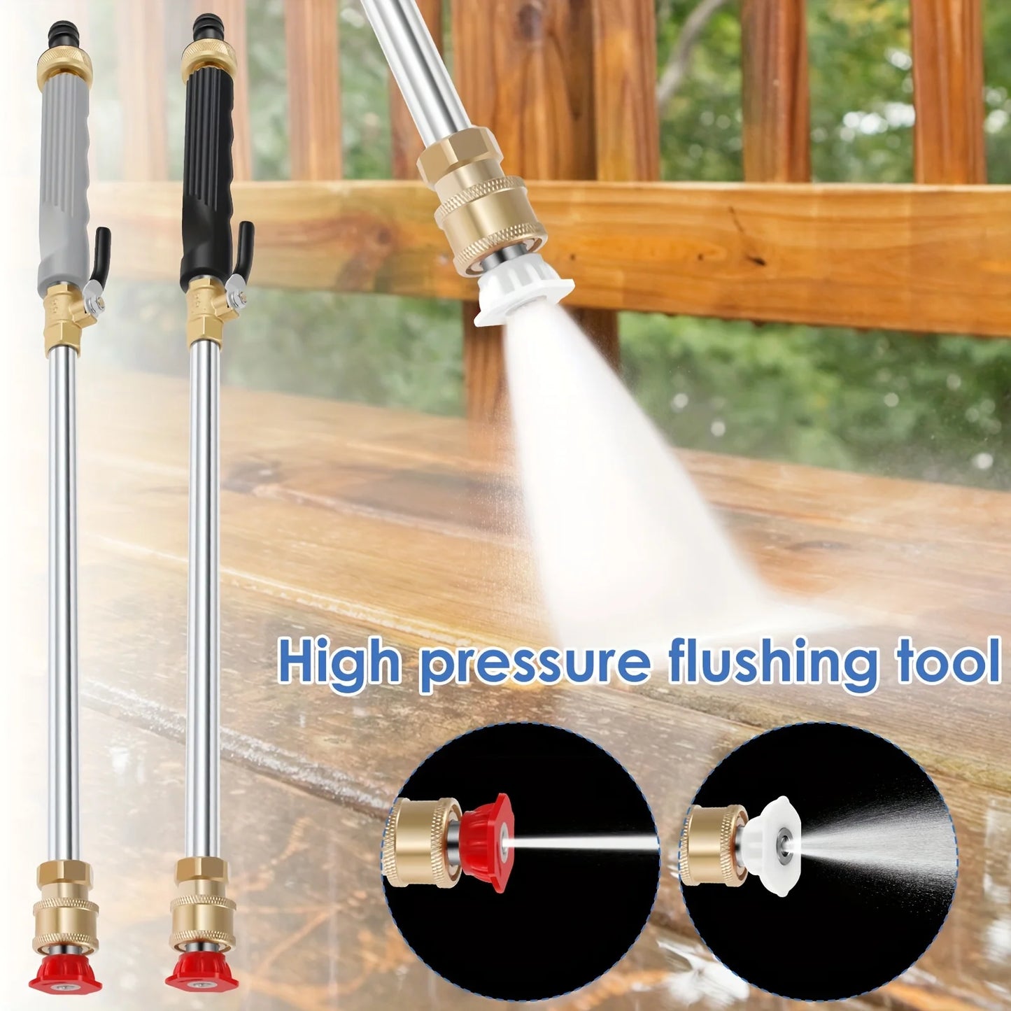 Heavy-Duty High-Pressure Water Spray Gun – Durable Aluminum Alloy with 2 Nozzles for Car & Garden Cleaning