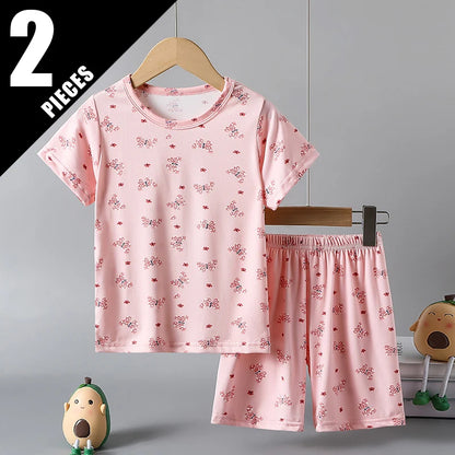 Kids' 2-Piece Summer Outfit Set - Cute Short Sleeve Top and Shorts for Boys & Girls