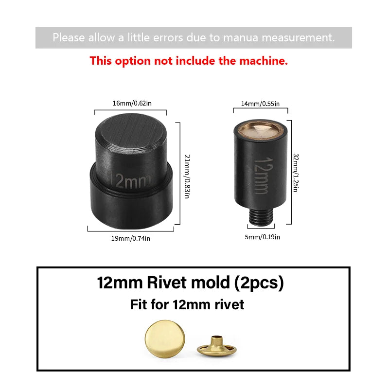 WUTA Manual Button Installation Tool – Mute Punching for Mushroom Rivets & Eyelets, DIY Hand Pressing Tool (With/Without Machine)