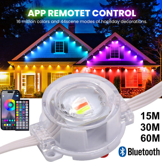 High-Brightness Outdoor Eaves LED Light – 24V Waterproof RGBCCT, Bluetooth APP Control, Christmas String Lights