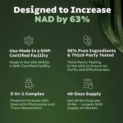 NAD+ Anti-Aging Supplement – Energy, Focus with Nicotinamide Riboside & Resveratrol