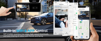 Aprilboy K6 4K WIFI Dash Cam - Front & Rear Dual Lens, 1080P Night Vision, Parking Monitor, Mini Car DVR