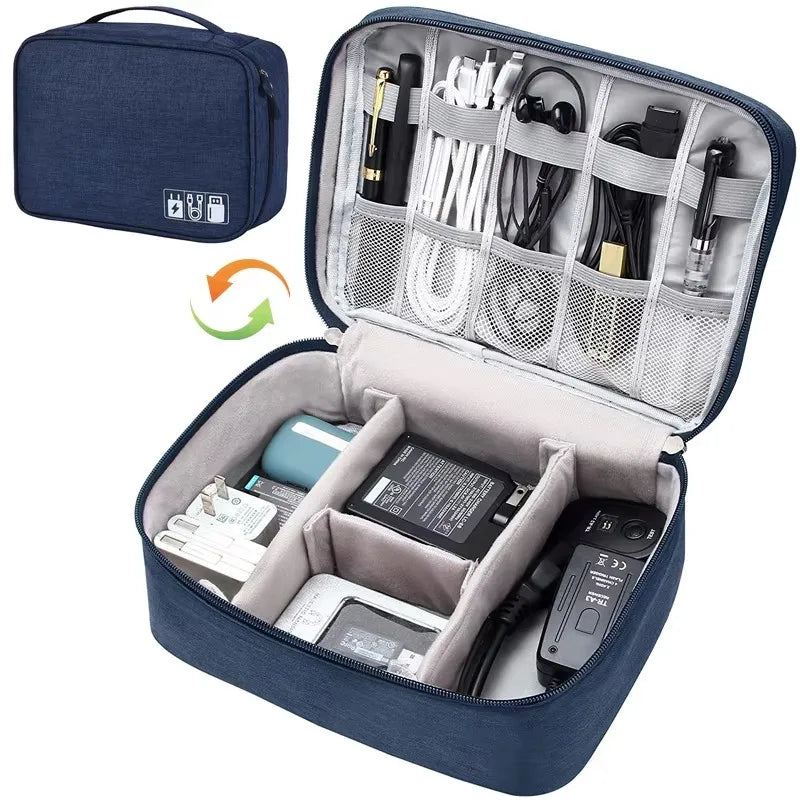 Portable Waterproof Travel Cable Organizer Bag – Digital Electronics USB Charger & Data Cord Storage