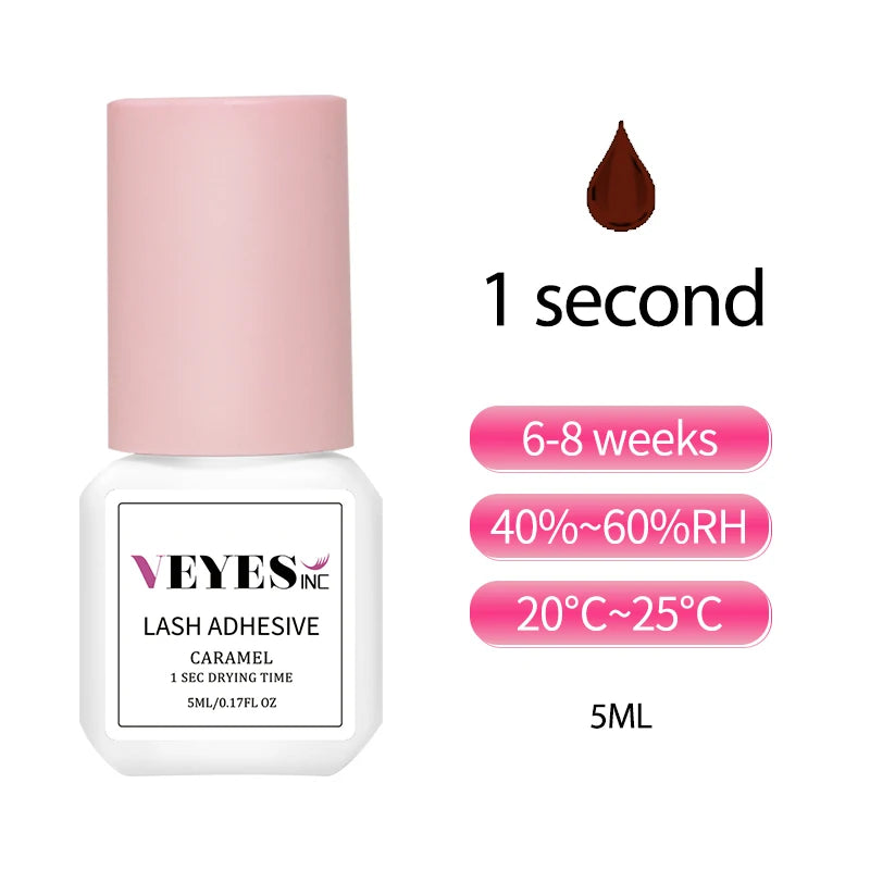 Veyes Inc 5ml Eyelash Extension Glue — Veyelash Fast-Drying Strong Lash Adhesive, 0.5 Sec Dry Time, 7-Week Retention for Volume Lashes
