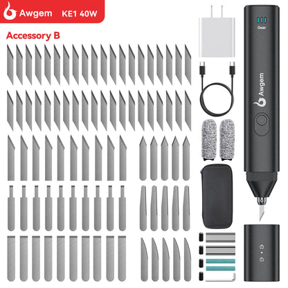 Awgem 40KHz Handheld Ultrasonic Cutter — DIY Electric Carving Tool for Plastic, Resin, 3D Printing & Textile Cutting