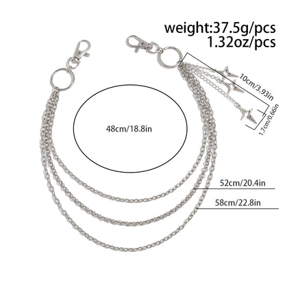 Punk Multilayer Star Pant Chain - Metal Hip Hop Waist Chain Keychain for Women, Jeans & Trendy Fashion Accessories