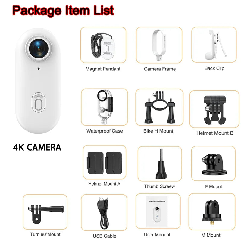 4K Mini Outdoor Sports Camera — Helmet-Mounted Motorcycle & Bicycle Action Camera for MTB and Professional Filming