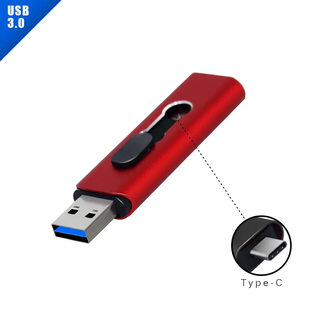 2-in-1 USB 3.0 Type-C OTG Flash Drive – High-Speed Pen Drive 32GB to 256GB