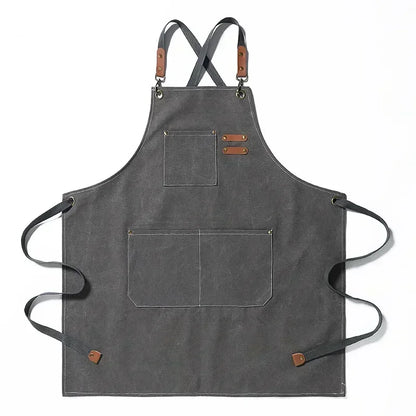 New Fashion Canvas Kitchen Apron – Unisex Chef Work Apron for Grill, Restaurant, Bar, Shop, Cafes, and Beauty Nail Studios