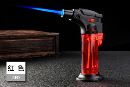 Jet Flame Torch Lighter — Refillable Butane Gas Lighter with Visible Fuel Tank, Windproof & Adjustable Flame for Kitchen
