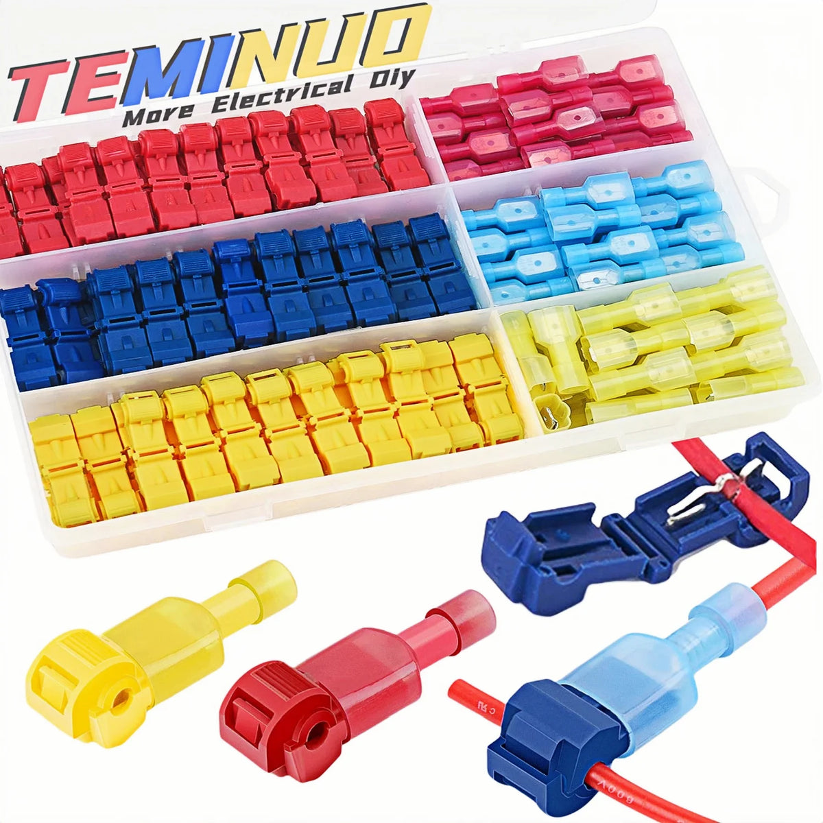 T-Tap Wire Connectors - Nylon Insulated Self-Stripping Quick Disconnect Electrical Wire Splice Terminals, 40/50/60PCS