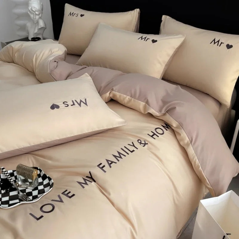 Nordic Luxury Egyptian Cotton Bedding Set - King, Queen, Double, Twin Size with Sheet, Duvet Cover & Pillowcases