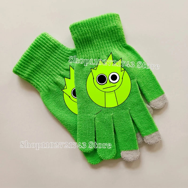 Sprunki Knitted Gloves for Kids - Cute Cartoon Touchscreen Winter Warm Mittens for Boys & Girls