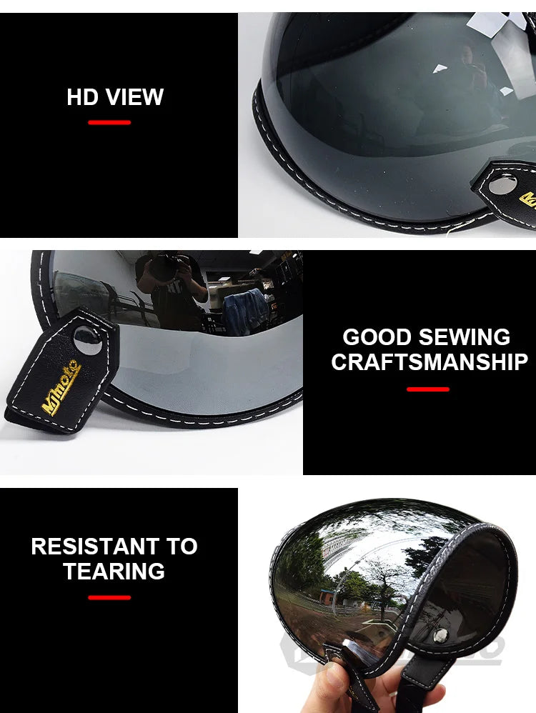 Universal Motorcycle Helmet Sun Visor – Anti-UV Windproof Bubble Lens for Open Face 3/4 Helmets