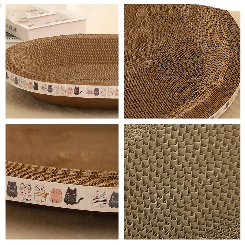 Wear-Resistant Corrugated Cat Scratcher - Round Oval Grinding Claw Toy for Cats, Cat Bed Nest, Cat Accessories