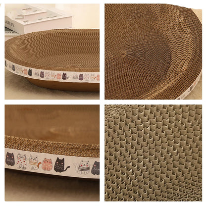 Wear-Resistant Corrugated Cat Scratcher - Round Oval Grinding Claw Toy for Cats, Cat Bed Nest, Cat Accessories
