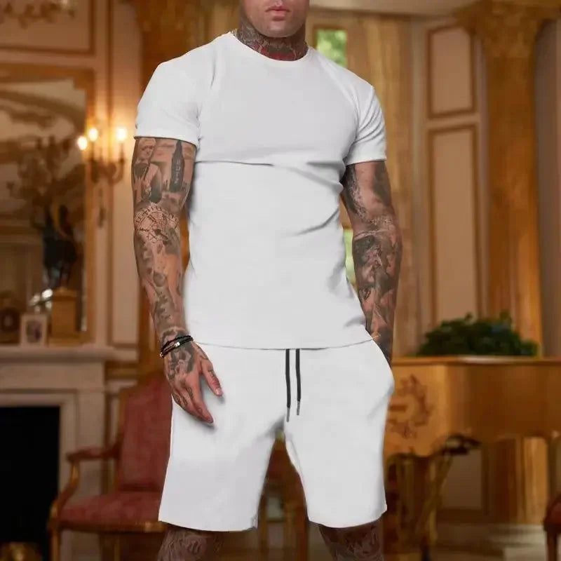 Men's Summer Sports Suit - Breathable T-Shirt & Shorts Two-Piece Casual Outdoor Tracksuit Set