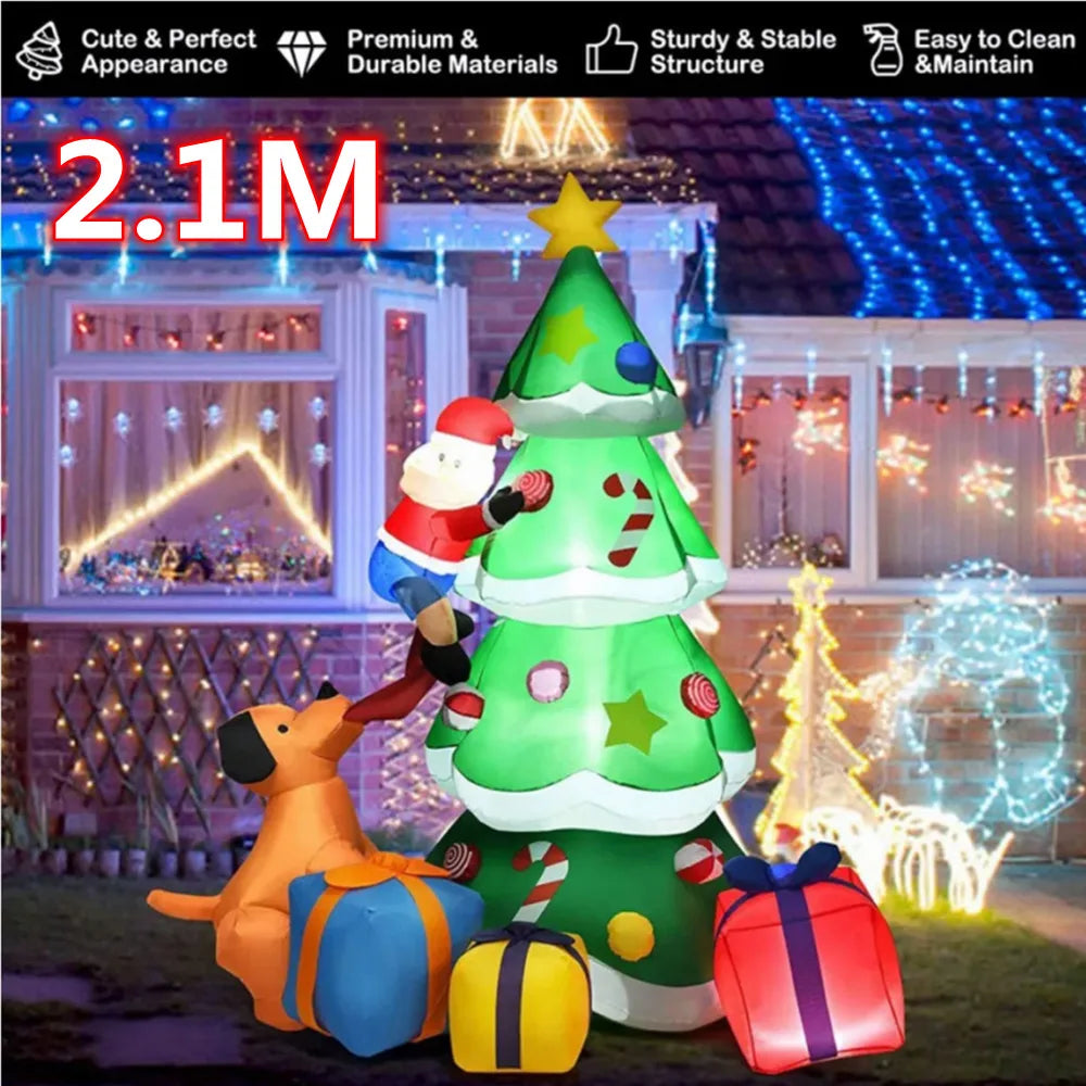 Christmas Tree Inflatable Decoration – Built-in LED Lights Ornament for Xmas Party, New Year, Indoor and Outdoor Garden Decor