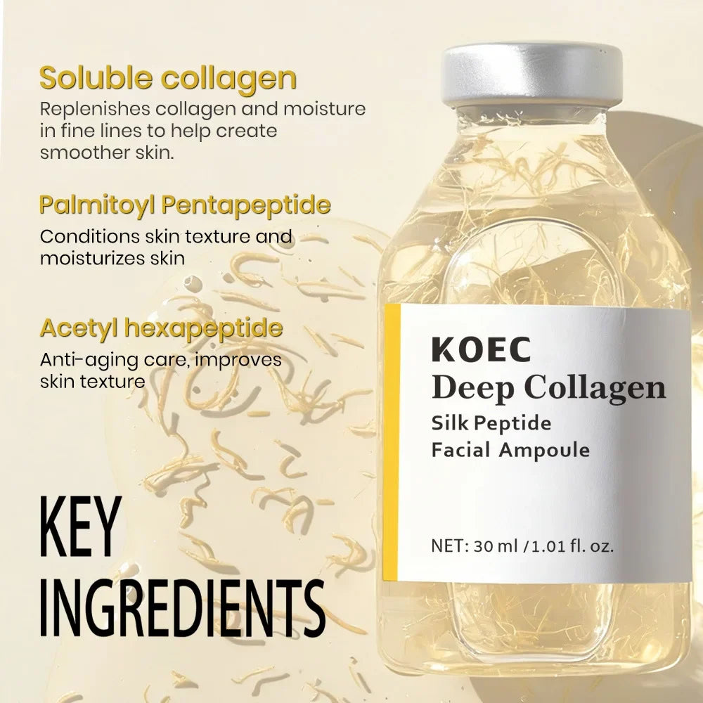 Collagen Silk Peptide Face Ampoule - Anti Aging Serum for Skin Lifting, Firming, Tightening & Deep Hydration