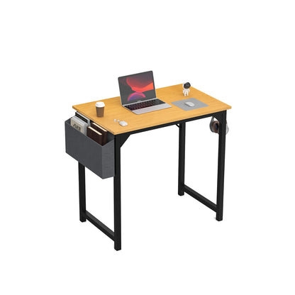 Computer Desk – Modern Compact Writing & Gaming Table with Side Bag, Headphone Hook, Easy Assembly