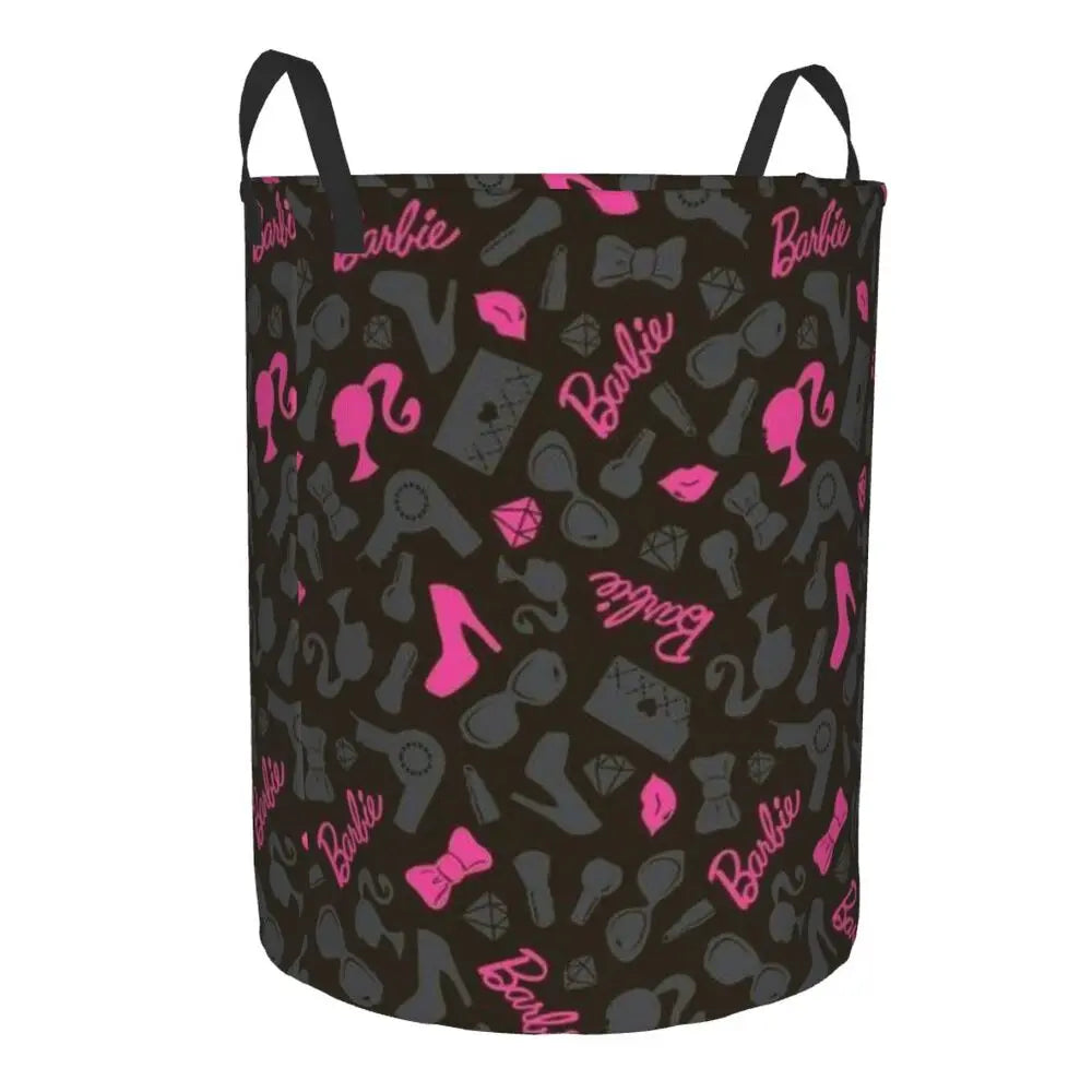 Custom Barbie Logo Laundry Basket – Collapsible Large Capacity Clothes Storage Bin, Disney Baby Hamper