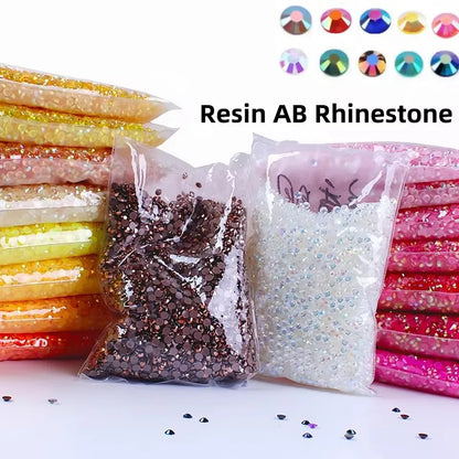 Jelly AB Resin Rhinestones 2-6mm — Non-Hotfix Flat Back Plastic Crystals & Strass Glitters, Large Pack