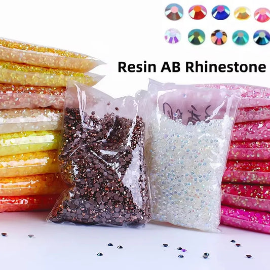 Jelly AB Resin Rhinestones 2-6mm — Non-Hotfix Flat Back Plastic Crystals & Strass Glitters, Large Pack