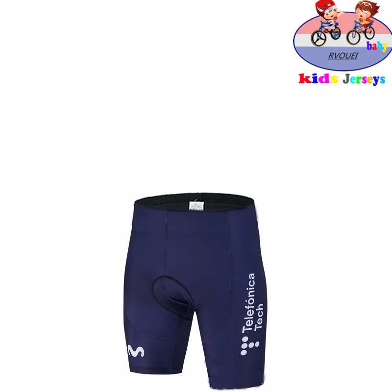 Kids Cycling Jersey Set - Baby Movistar Team Style Road Bike Shirt and Pants Suit for Boys and Girls MTB Riding