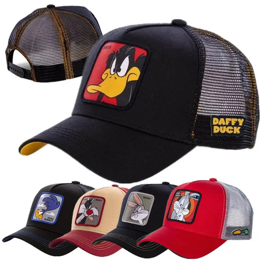 Unisex Anime Cartoon Baseball Cap - Embroidered Duck Patch Snapback Hat, Hip Hop and Outdoor Trucker Hat