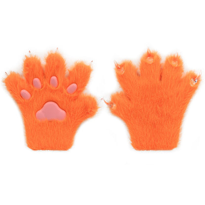 Furry Animal Paw Gloves – Cat, Wolf, Fox, Dog Fluffy Costume Mittens for Kids Cosplay, Halloween & Christmas