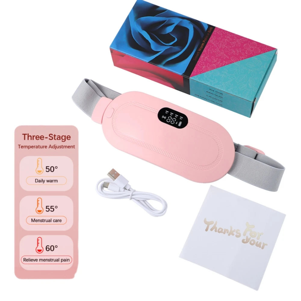 Electric Heating Pad for Women – Menstrual Cramp Relief Vibrator, Period Pain Massager & Abdominal Belt Warmer