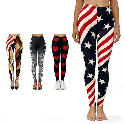 Women High Waisted Printed Yoga Leggings, Elastic Gym Sports Pants for Running Fitness & Casual Activewear Butt Lift Fit
