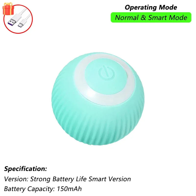 iLMH Smart Cat Interactive Ball Toy - Rechargeable Automatic Rolling Mouse Toy with Faux Tail for Pet Training & Play