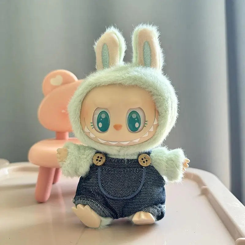 17cm Labubu Doll Clothes — Mini Outfit Accessories for K-Pop EXO I & II Dolls | Sitting Party Overalls Gift